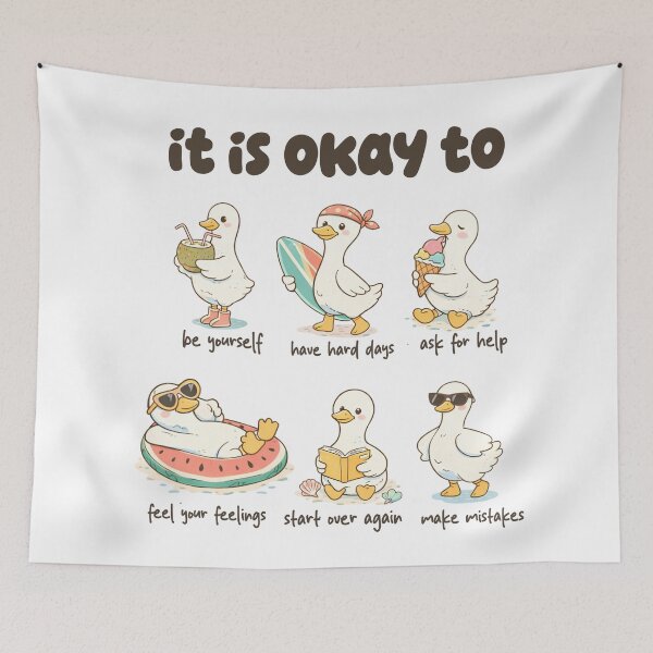 Item preview, It Is Okay To – Cute Positive Affirmation Ducks Illustration designed and sold by AngryToro.