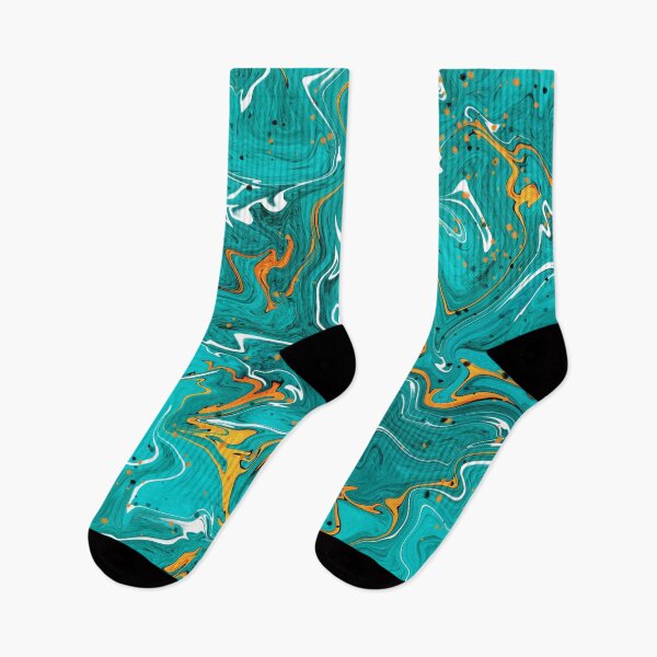 Item preview, Turquoise and orange liquid marble pattern, teal fluid effect textured designed and sold by NadiaChevrel.