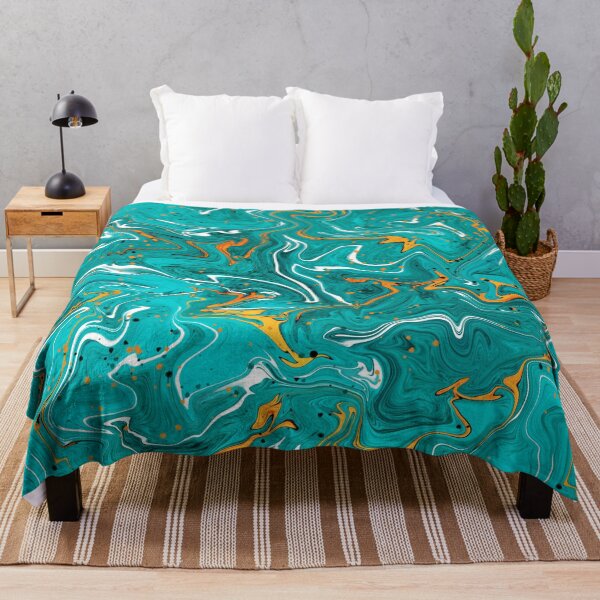 Item preview, Turquoise and orange liquid marble pattern, teal fluid effect textured designed and sold by NadiaChevrel.