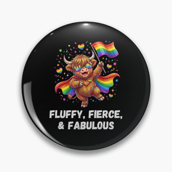Item preview, FLUFFY, FIERCE, & FABULOUS Pride Highland Cow designed and sold by snowry.