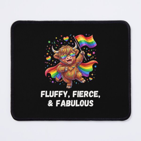 Item preview, FLUFFY, FIERCE, & FABULOUS Pride Highland Cow designed and sold by snowry.