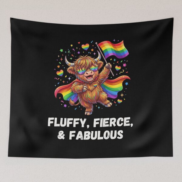Item preview, FLUFFY, FIERCE, & FABULOUS Pride Highland Cow designed and sold by snowry.