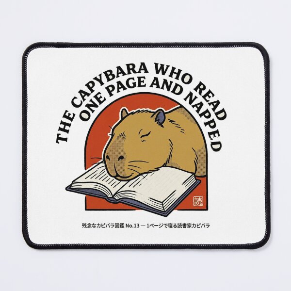Item preview, The Capybara Who Read One Page and Napped — Kawaii Book Capybara Tee designed and sold by nurusubetei.