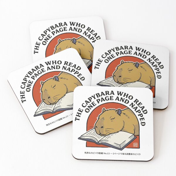 Item preview, The Capybara Who Read One Page and Napped — Kawaii Book Capybara Tee designed and sold by nurusubetei.