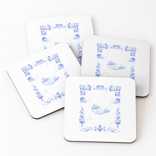 Item preview, A relaxing summer atmosphere, hammock, flowers, birds, tulips designed and sold by rizdrawings.