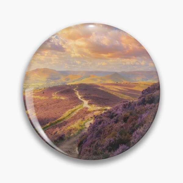 Item preview, Win Hill South Circular Heather Path - Peak District Sunset Landscape Painting designed and sold by QuietCanvasArtworks.