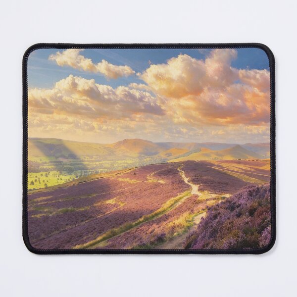 Item preview, Win Hill South Circular Heather Path - Peak District Sunset Landscape Painting designed and sold by QuietCanvasArtworks.