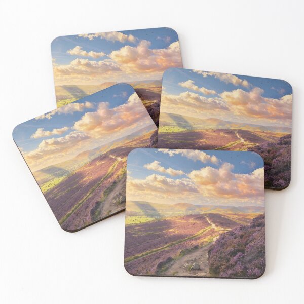 Item preview, Win Hill South Circular Heather Path - Peak District Sunset Landscape Painting designed and sold by QuietCanvasArtworks.