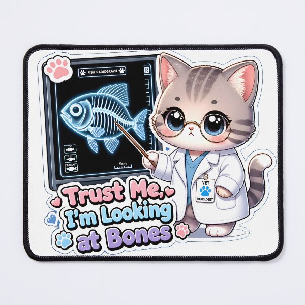 Item preview, Trust Me I'm Looking At Bones | Kawaii Veterinary Radiologist Cat designed and sold by Bettybee00.