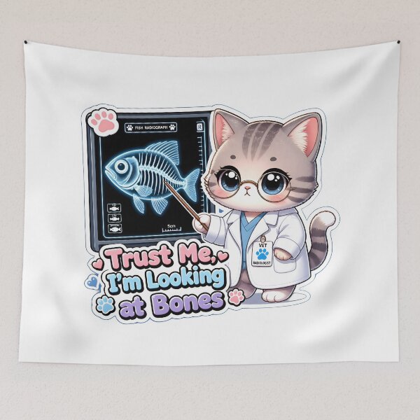Item preview, Trust Me I'm Looking At Bones | Kawaii Veterinary Radiologist Cat designed and sold by Bettybee00.