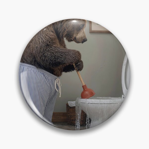 Item preview, Bear Holding a Plunger in a Toilet designed and sold by Maria Dryfhout.