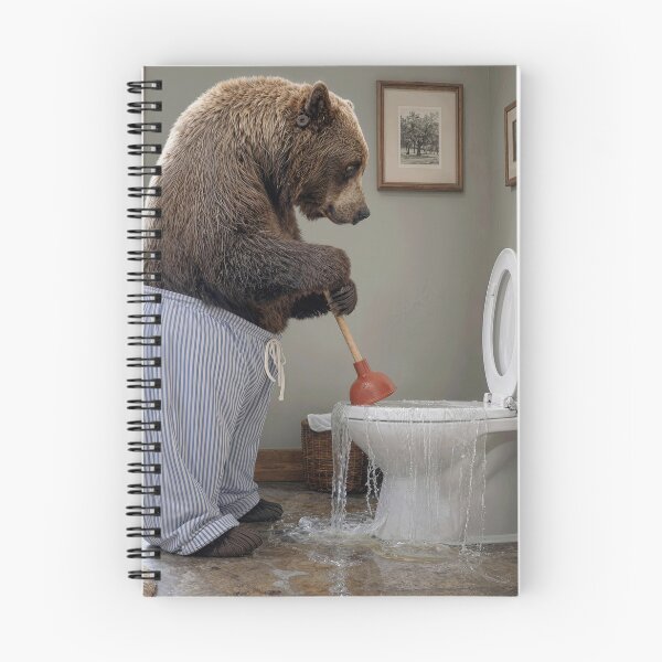 Item preview, Bear Holding a Plunger in a Toilet designed and sold by Maria Dryfhout.