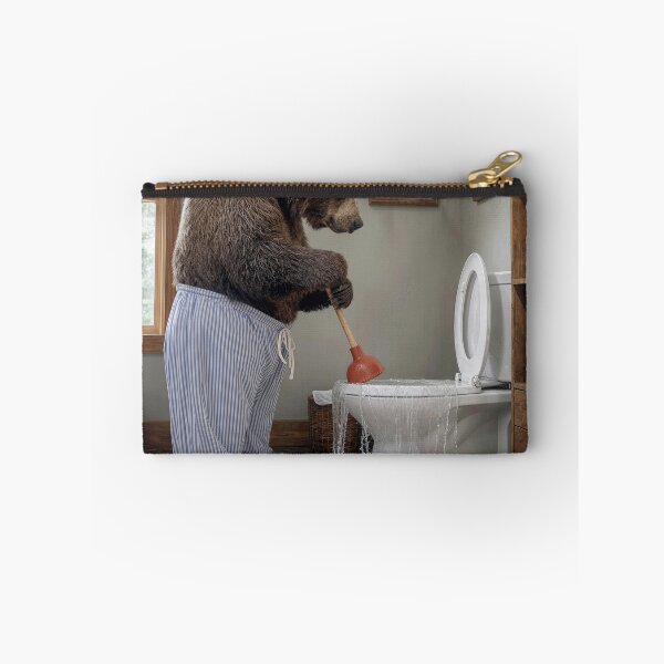 Item preview, Bear Holding a Plunger in a Toilet designed and sold by Maria Dryfhout.