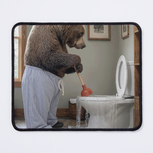 Item preview, Bear Holding a Plunger in a Toilet designed and sold by Maria Dryfhout.