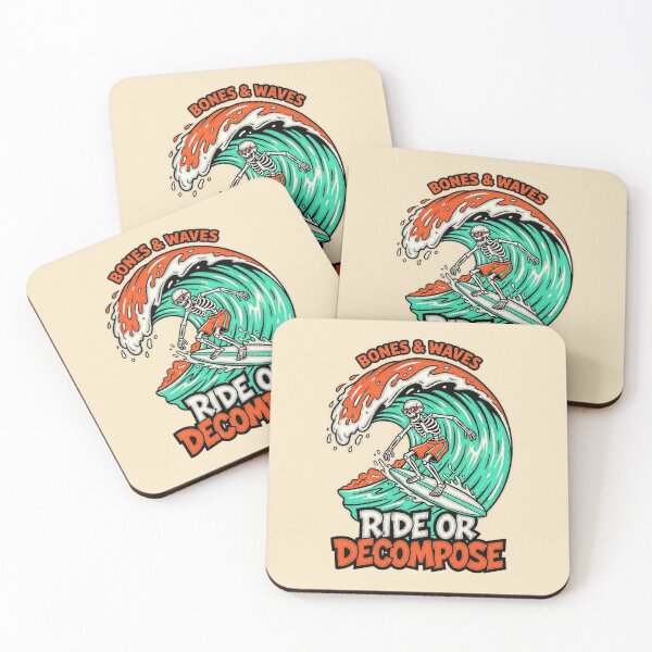 Item preview, Bones And Waves Ride Or Decompose Skeleton Surfer Graphic  — Funny Surf Culture Dark Humor Summer  designed and sold by SkTee2k.