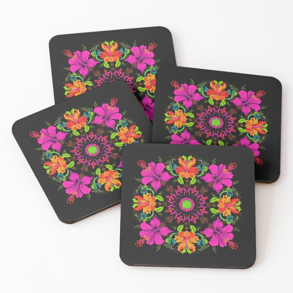 Item preview,  Hibiscus Mandala - Symmetrical Floral Geometry Art designed and sold by RetroWaveArtCo.
