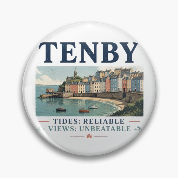 Item preview, Tenby Tides - Welsh Coastal Travel Graphic designed and sold by Barcud Designs.