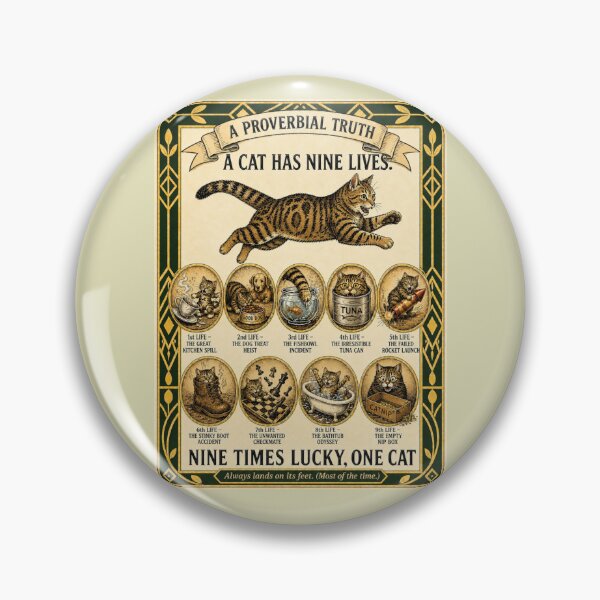 Item preview, Funny Cat Nine Lives Vintage Poster – Humorous Cat Art Print for Cat Lovers designed and sold by SammyMorry.