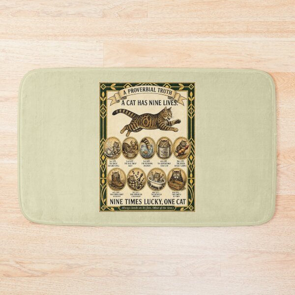 Item preview, Funny Cat Nine Lives Vintage Poster – Humorous Cat Art Print for Cat Lovers designed and sold by SammyMorry.