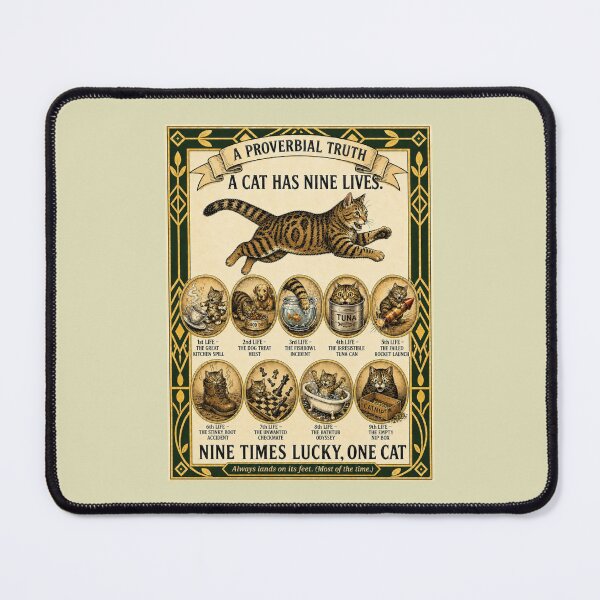 Item preview, Funny Cat Nine Lives Vintage Poster – Humorous Cat Art Print for Cat Lovers designed and sold by SammyMorry.