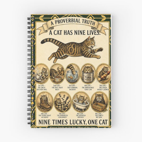 Item preview, Funny Cat Nine Lives Vintage Poster – Humorous Cat Art Print for Cat Lovers designed and sold by SammyMorry.