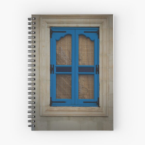 Item preview, Blue Wooden Window Shutters With Woven Blinds Set in Stone Wall Mediterranean Architecture Detail designed and sold by Nmallia.