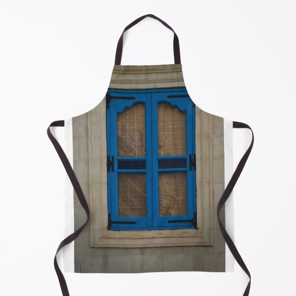 Item preview, Blue Wooden Window Shutters With Woven Blinds Set in Stone Wall Mediterranean Architecture Detail designed and sold by Nmallia.