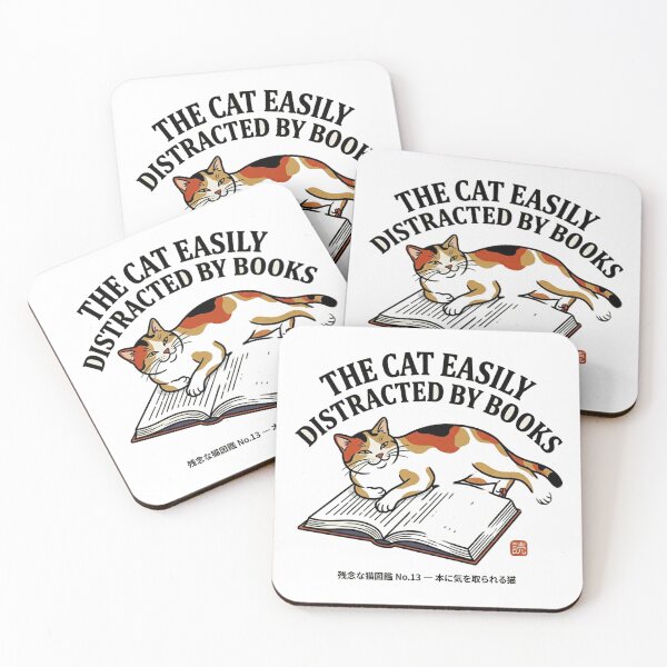 Item preview, The Cat Easily Distracted by Books — Funny Cat and Books Tee designed and sold by nurusubetei.