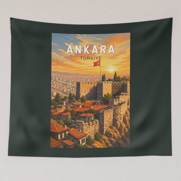 Item preview, Ankara Turkey Illustration Travel Art Vintage designed and sold by KrisSidDesigns.