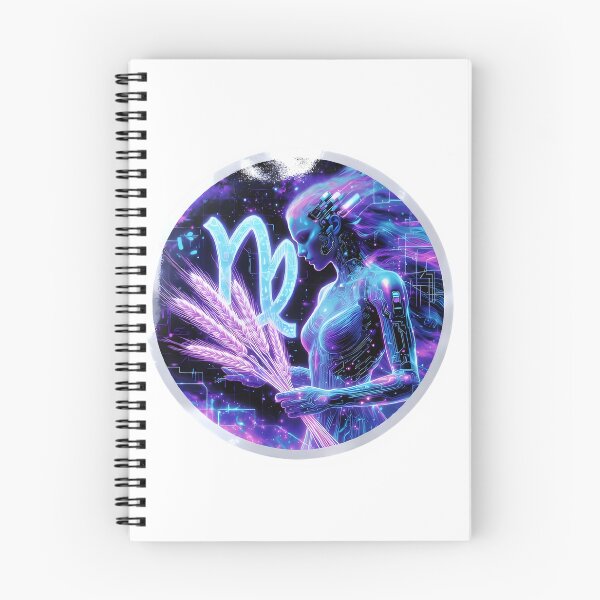 Item preview, Virgo Neon Blue Glowing Symbol Wheat Celestial Circle Art designed and sold by Zodiac Celestial Art.