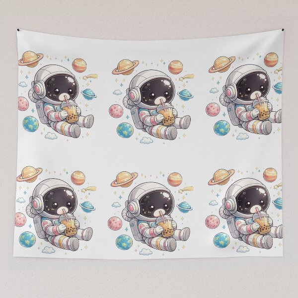 Item preview, Cute Astronaut Drinking Bubble Tea designed and sold by Sovereign Supply Co..