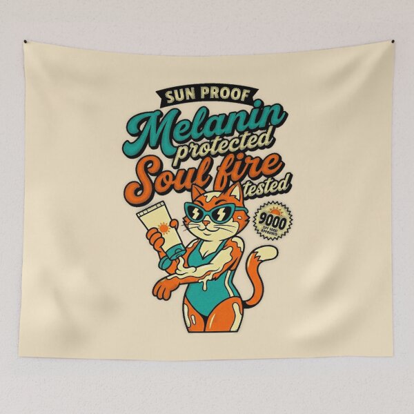 Item preview, Sun Proof Melanin Protected Soul Fire Tested SPF 9000 Cat Graphic — Funny Summer Beach Confidence  designed and sold by SkTee2k.