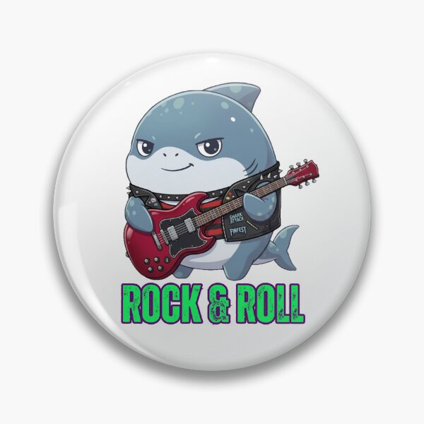 Item preview, Rock & Roll Shark – Cute Punk Rock Chibi Guitar Player designed and sold by Nature's Chibis.