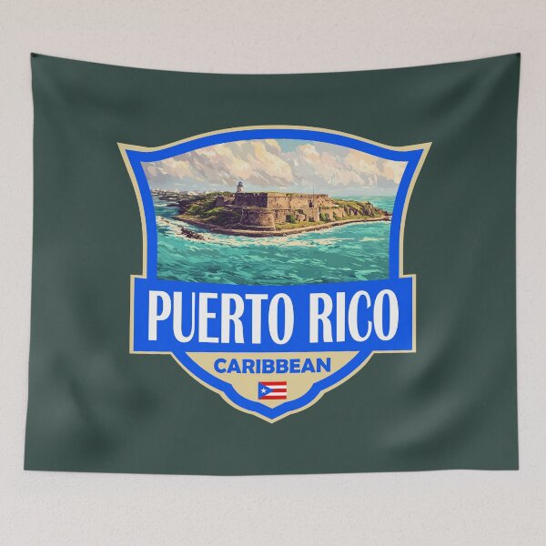 Item preview, Puerto Rico Illustration Retro Badge designed and sold by KrisSidDesigns.