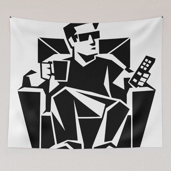 Item preview, Geometric Dad Relaxing on Couch With Remote Control designed and sold by quibrak.