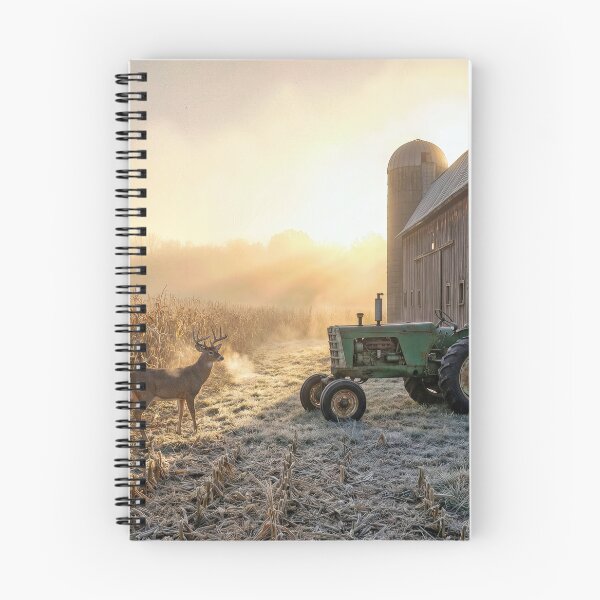 Item preview, Deer in Morning Mist with Green Farm Tractor designed and sold by Maria Dryfhout.