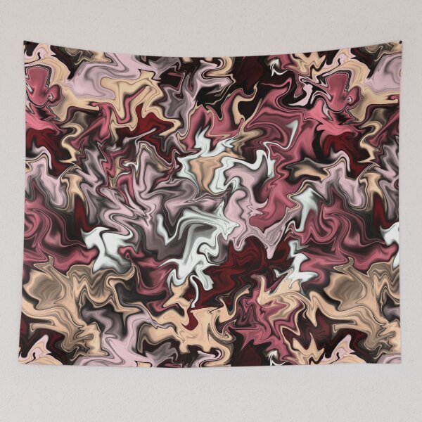 Item preview, Pintura abstracta rosa y azul burdeos, arte fluido floral. designed and sold by NadiaChevrel.