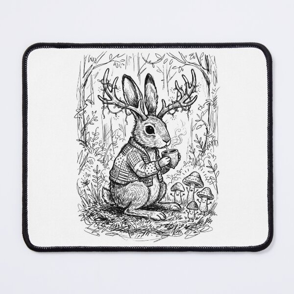 Item preview, Mossy Horned Hare of Kelp Hollow - Whimsical Cottagecore designed and sold by bapupa.