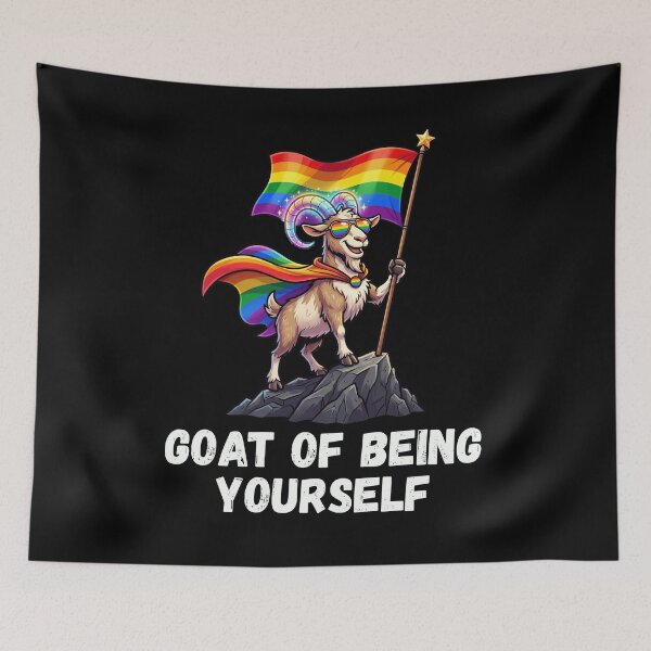 Item preview, GOAT OF BEING YOURSELF Pride Rainbow Flag designed and sold by snowry.