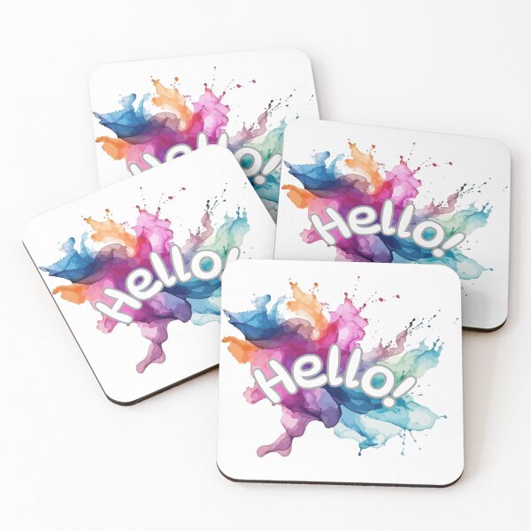 Item preview, Colorful Hello Watercolor Splash Typography designed and sold by Lazycocoon.