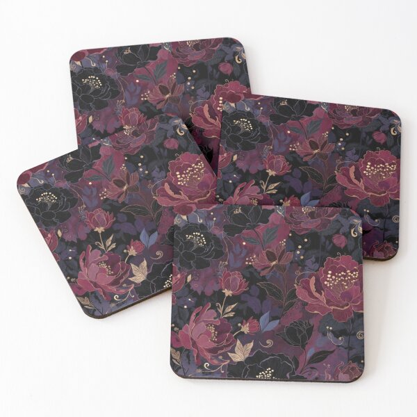 Item preview, Velvet Noir Floral Pattern | Burgundy & Black Luxury Botanical Flowers | Dark Romantic Floral Design designed and sold by GalleryPeak.