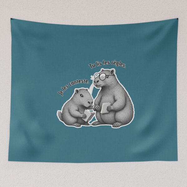 Item preview, You read the rules... FR | Pair of playing cabybaras in Victorian engraving style designed and sold by Love&Geek.