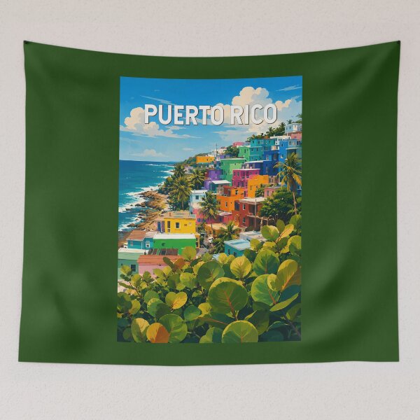 Item preview, Puerto Rico Illustration Travel Art Vintage designed and sold by KrisSidDesigns.