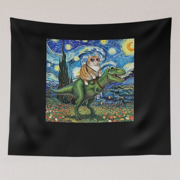 Item preview, Cat Riding Dinosaur Vintage  designed and sold by charoen-design.
