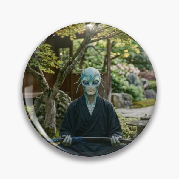 Item preview, Meditating Alien in Japanese Zen Garden designed and sold by Kloshfresh.