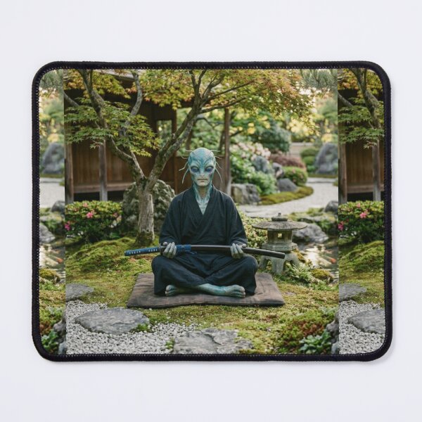 Item preview, Meditating Alien in Japanese Zen Garden designed and sold by Kloshfresh.