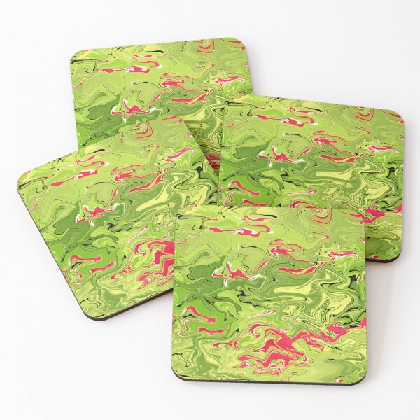 Item preview, Lime green and red marble liquid pattern, bright abstract fluid art designed and sold by NadiaChevrel.