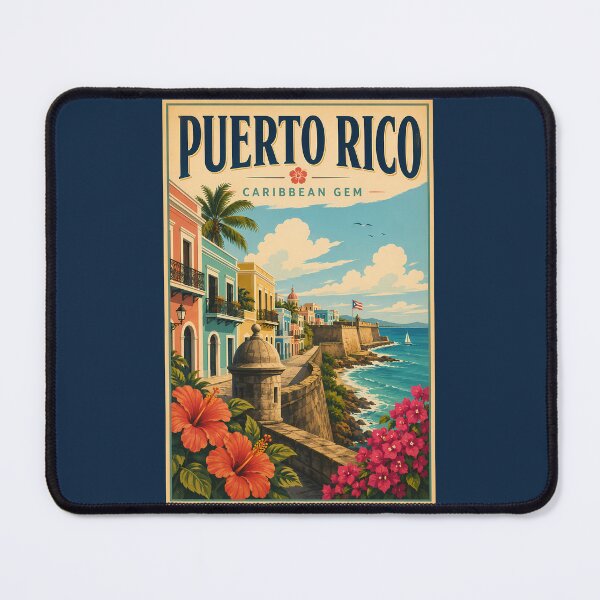 Item preview, Puerto Rico Coast Illustration Travel Art Vintage designed and sold by KrisSidDesigns.