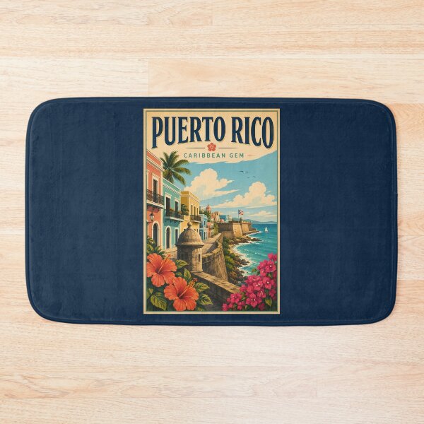 Item preview, Puerto Rico Coast Illustration Travel Art Vintage designed and sold by KrisSidDesigns.