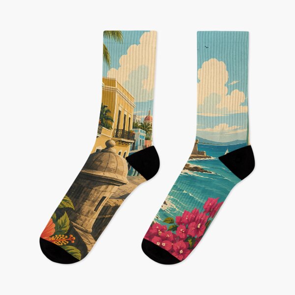 Item preview, Puerto Rico Coast Illustration Travel Art Vintage designed and sold by KrisSidDesigns.